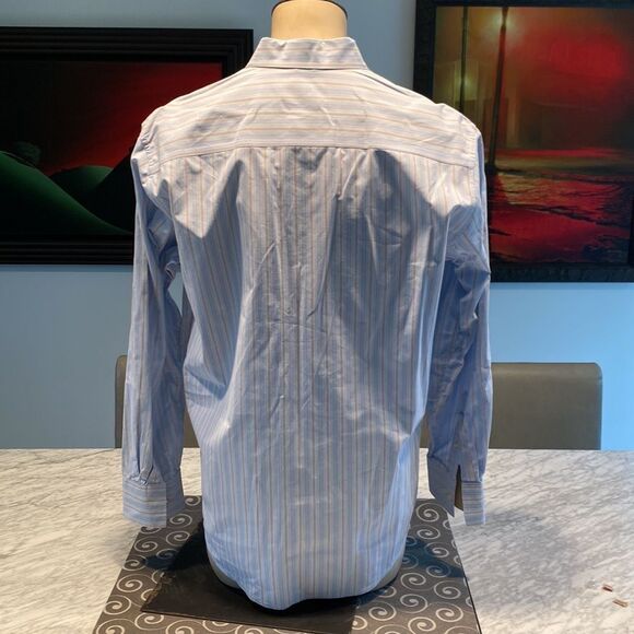 Timberland Large Button Down Stress Shirt Stripes Embroidered Logo Chest Pocket - Picture 4 of 5